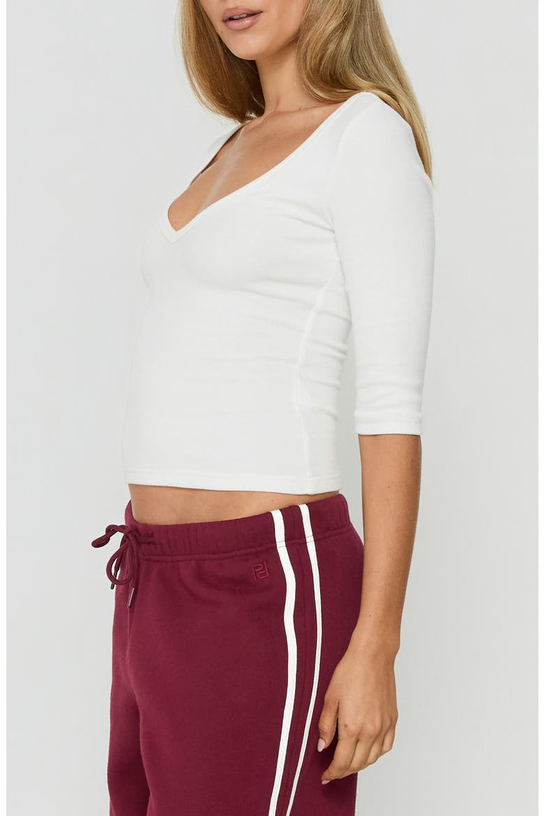 Baseline Rib V-Neck Tee, Main, color, WHITE