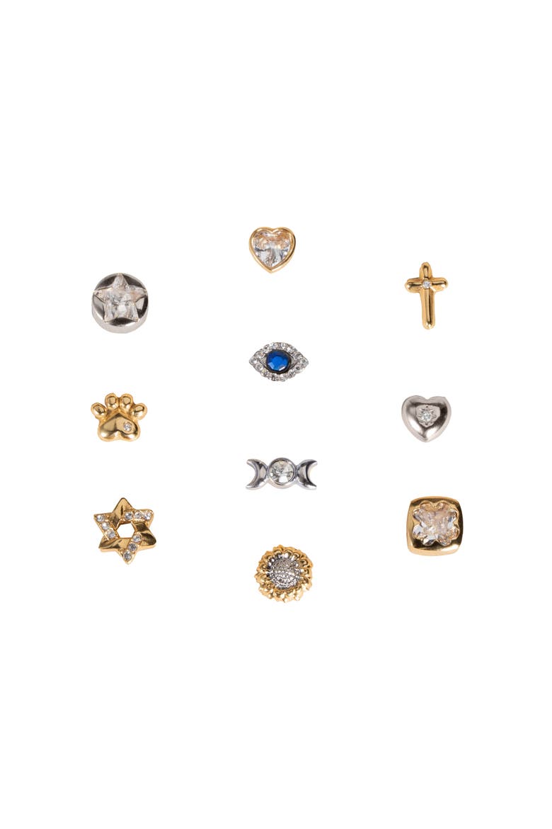Crystal Heart Mini Stud Earrings, Alternate, color, Gold