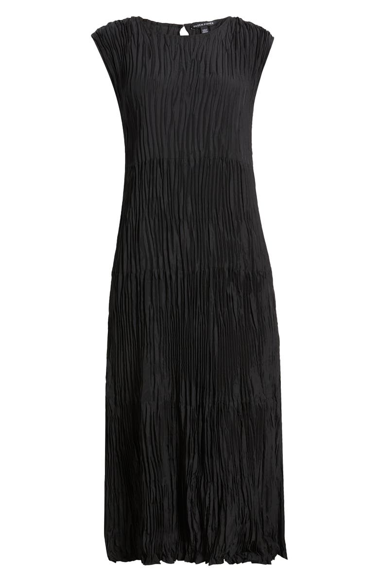 Eileen Fisher Pleated Tiered Silk Midi Dress, Alternate, color, 