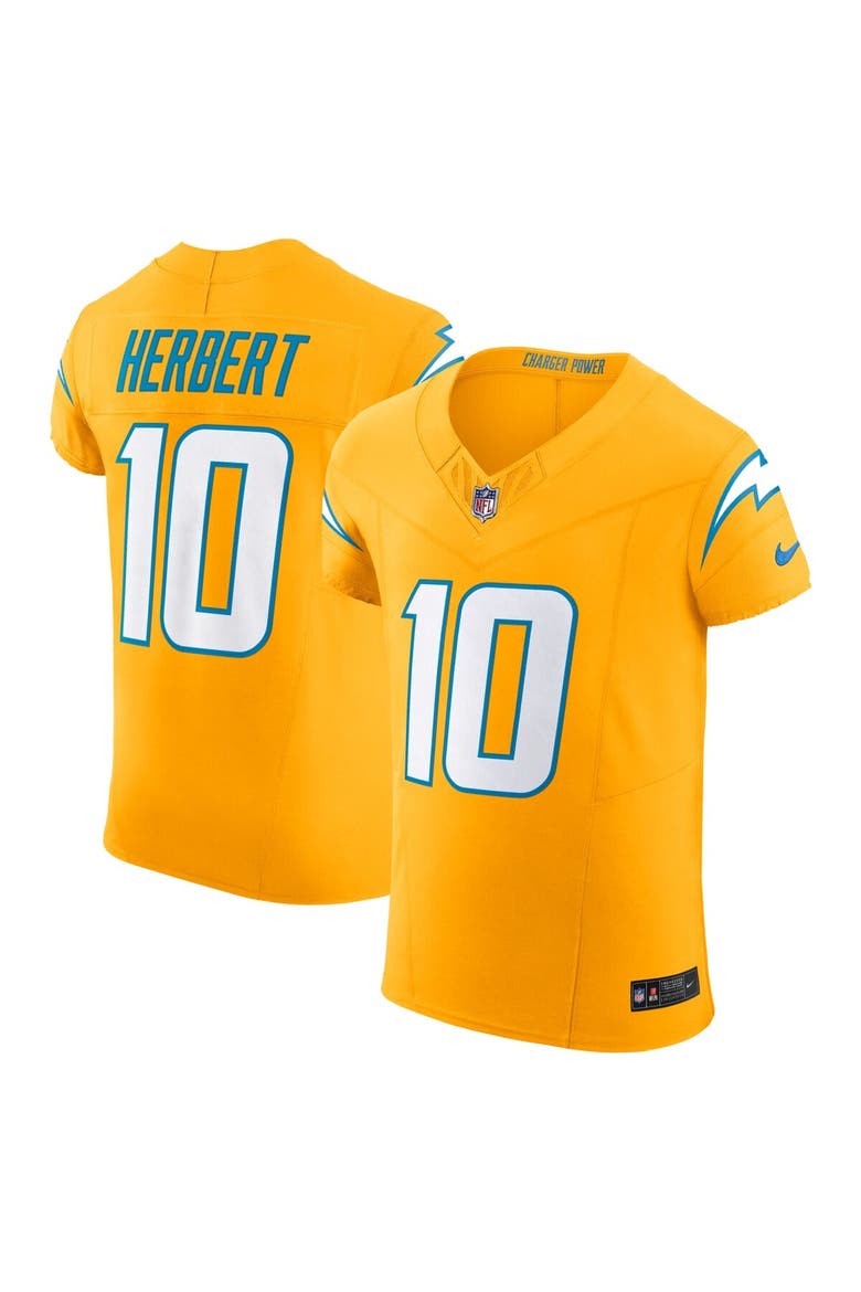 Men's Nike Justin Herbert Gold Los Angeles Chargers Alternate Charger Power Vapor F.U.S.E. Elite Jersey, Main, color, Gold
