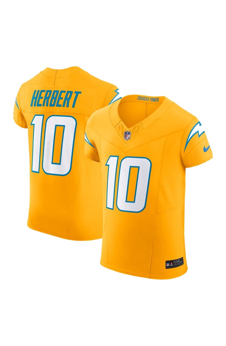 Nike Men's Nike Justin Herbert Gold Los Angeles Chargers Alternate Charger Power Vapor F.U.S.E. Elite Jersey, Main, color, Gold