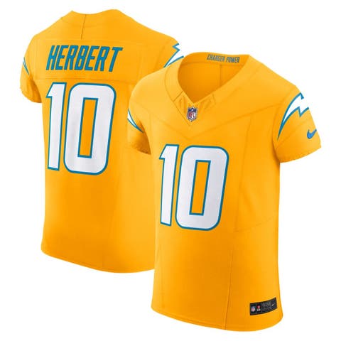 Men's Nike Justin Herbert Gold Los Angeles Chargers Alternate Charger Power Vapor F.U.S.E. Elite Jersey