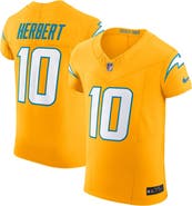 Nike Men's Nike Justin Herbert Gold Los Angeles Chargers Alternate Charger Power Vapor F.U.S.E. Elite Jersey