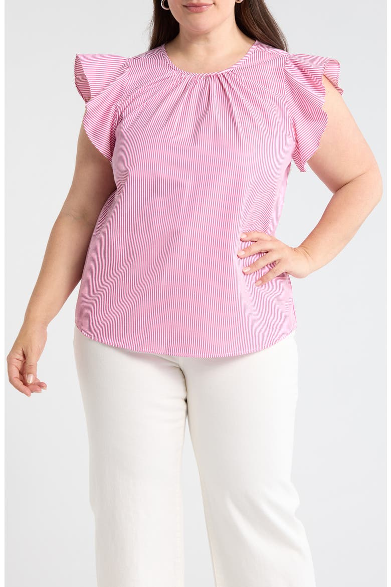 Hermas Stripe Ruffle Top, Main, color, FUCHSIA