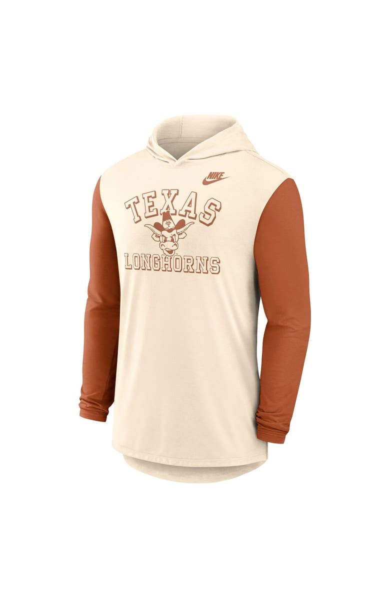 Nike Men's Nike Natural/Texas Orange Texas Longhorns Legacy Color-Block Tri-Blend Performance Long Sleeve Hoodie T-Shirt, Alternate, color, 