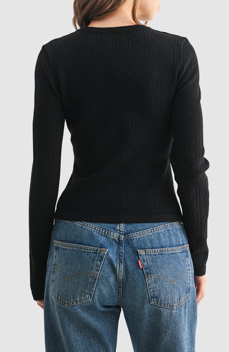 All in Favor Cutout Detail Pointelle Sweater, Alternate, color, Black