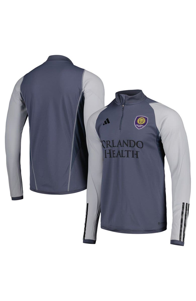 adidas Men's adidas Gray Orlando City SC 2023 On-Field AEROREADY Quarter-Zip Training Top, Main, color,