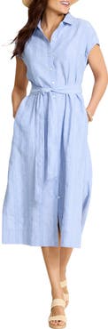 Tommy Bahama Summer Isle Linen & Cotton Midi Shirtdress