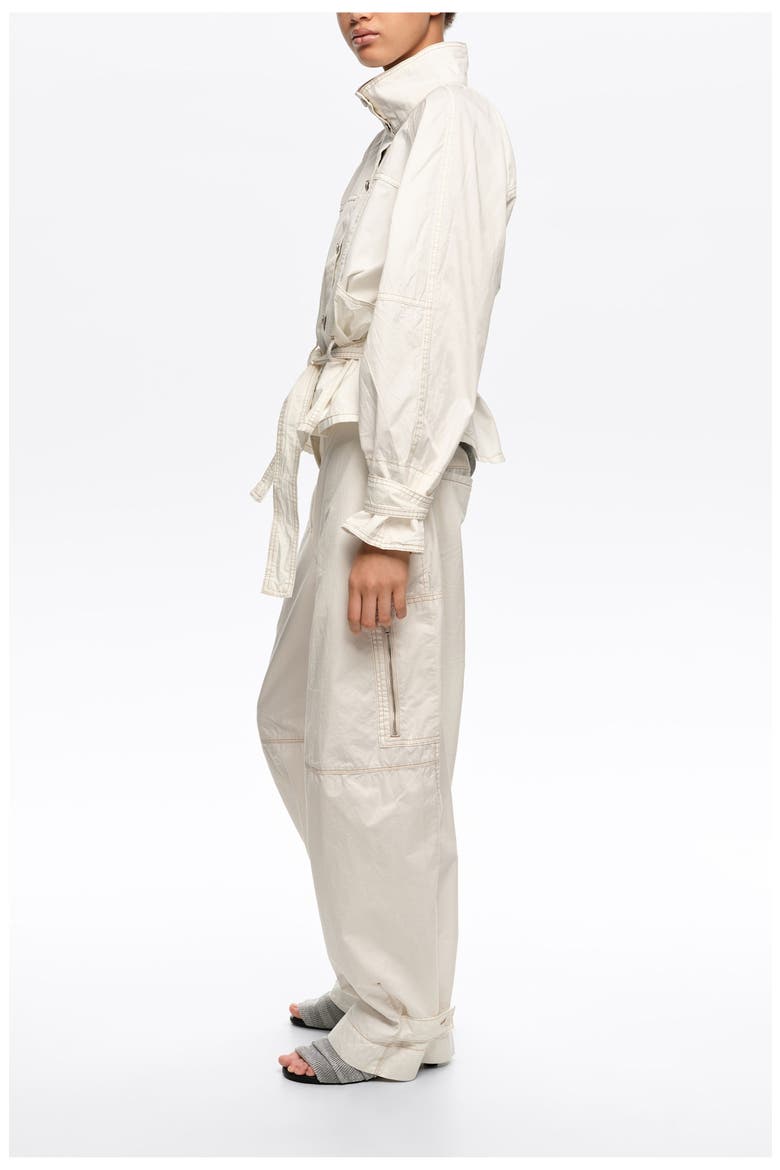 Adjustable Curved-Leg Trousers, Alternate, color, OFF WHITE