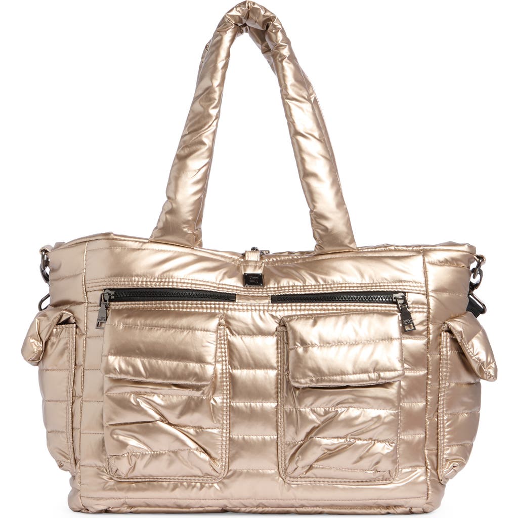 Think Royln Two Faced Reversible Tote In Sand
