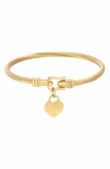 Heart Charm Cable Twist Bracelet