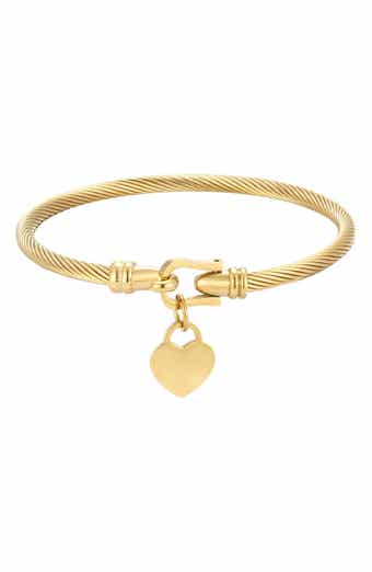 Heart Charm Cable Twist Bracelet