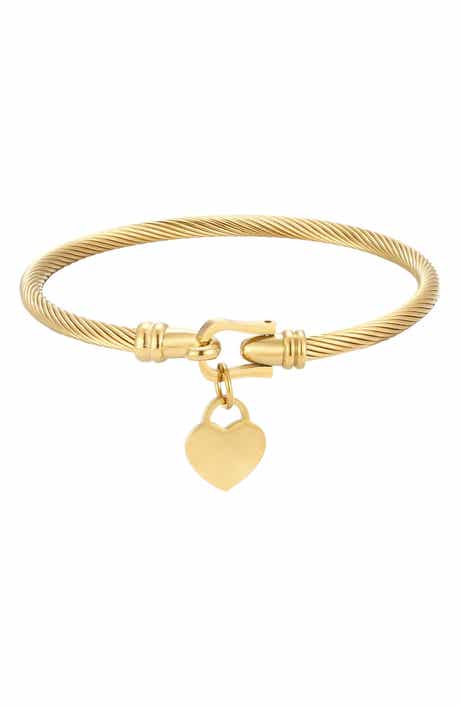 Heart Charm Cable Twist Bracelet
