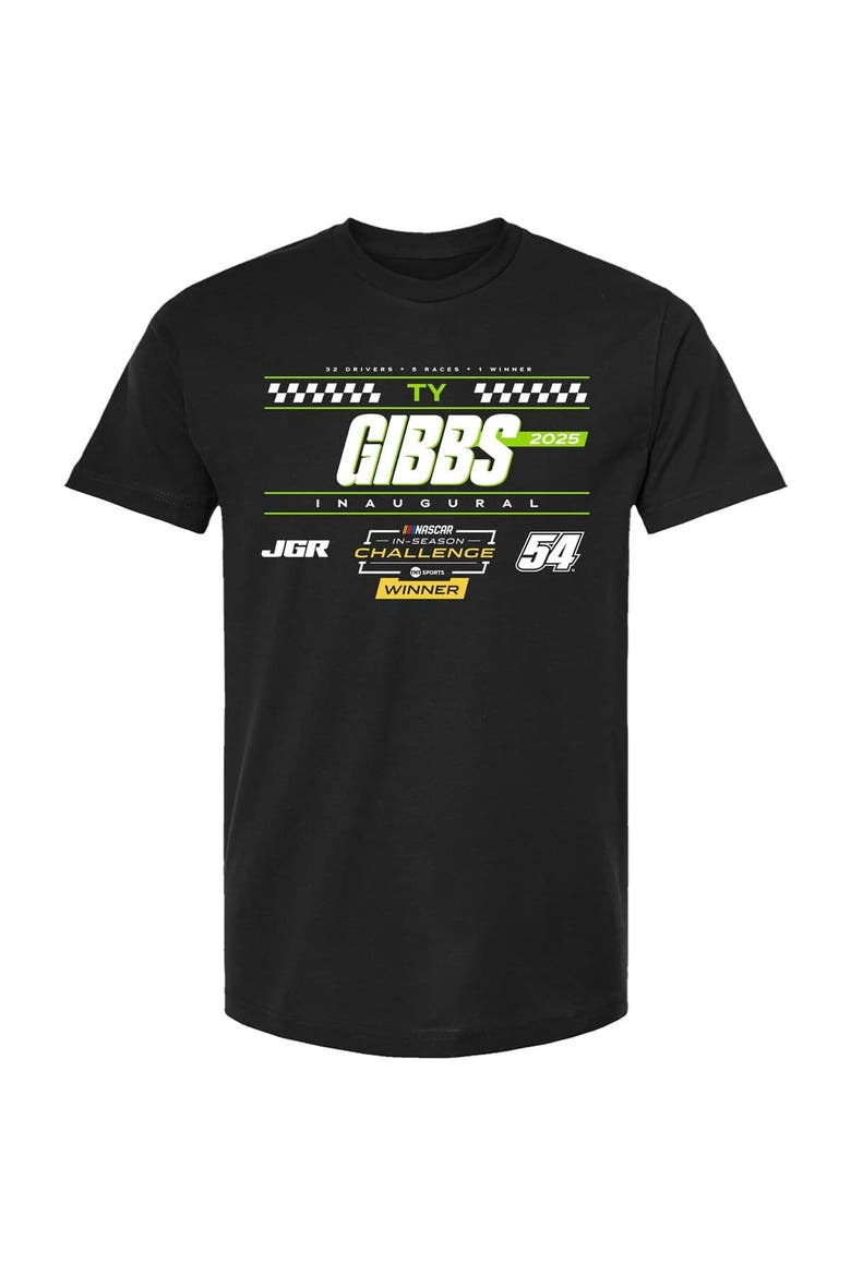 Men's Checkered Flag Sports Black Ty Gibbs 2025 NASCAR Cup Series In-Season Challenge Winner T-Shirt, Alternate, color, Black