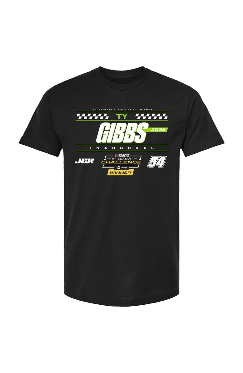 CHECKERED FLAG Men's Checkered Flag Sports Black Ty Gibbs 2025 NASCAR Cup Series In-Season Challenge Winner T-Shirt, Alternate, color, Black