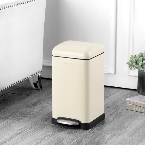Happimess Betty Retro Mini 3.2-gallon Step-open Trash Can In Limestone Beige