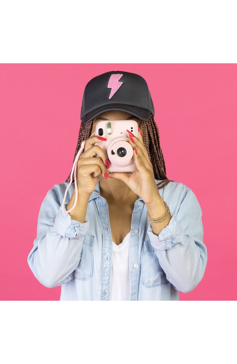 Totalee Gift Bolt Chenille Patch Trucker Hat Cotton Black, Alternate, color, Black