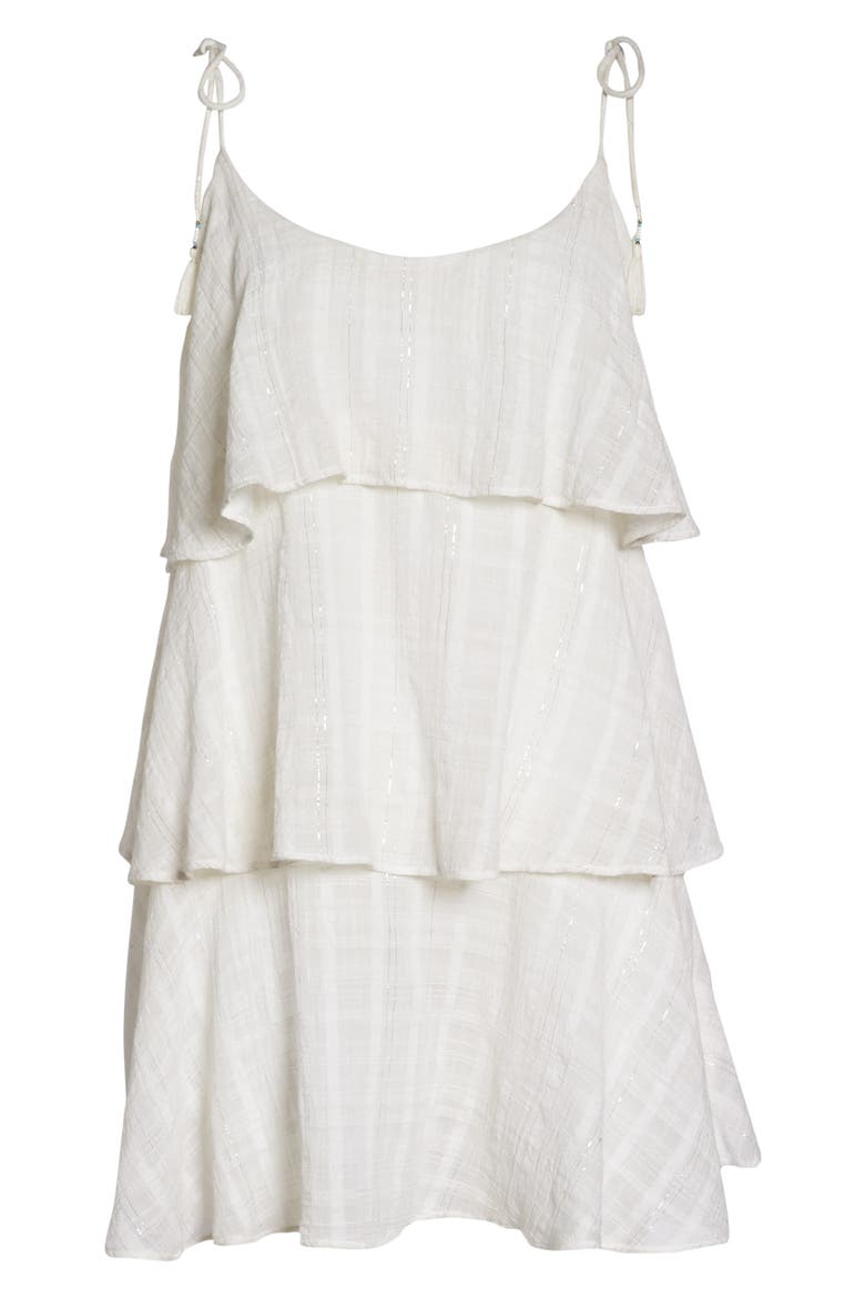 Mariah Ruffled Cover-Up Dress, Alternate, color, WHITE-SILVER