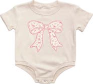 Sweet Wink Ditsy Floral Bow Patch Short Sleeve Romper
