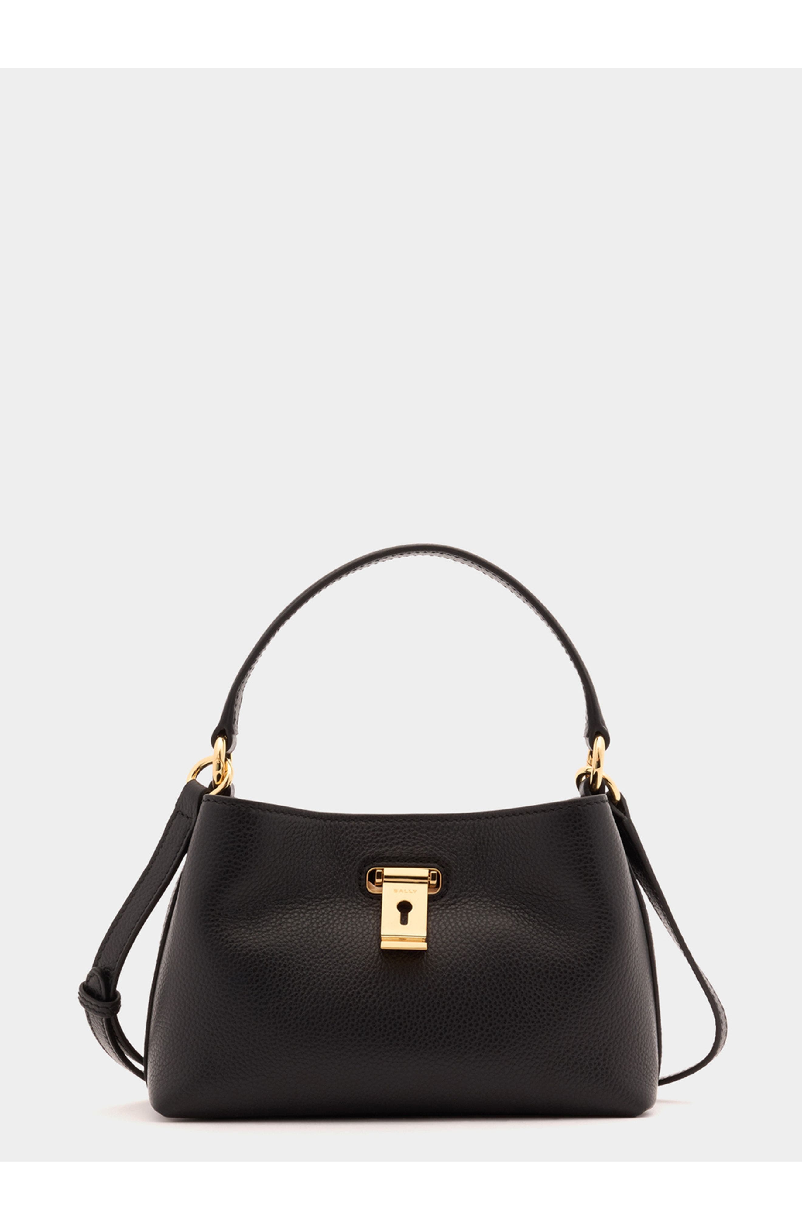 Bally Lock Me Minibag in Grained Leather, Main, color, Black