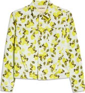 L'AGENCE Celine Lemon Print Stretch Cotton Trucker Jacket