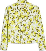 L'AGENCE Celine Lemon Print Stretch Cotton Trucker Jacket