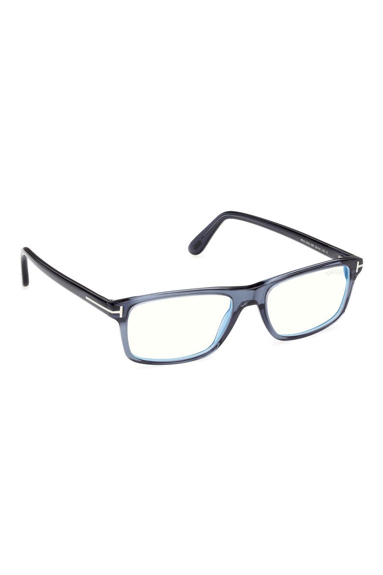 53mm Rectangular Blue Light Blocking Glasses, Alternate, color, SHINY TRANSPARENT NAVY BLUE