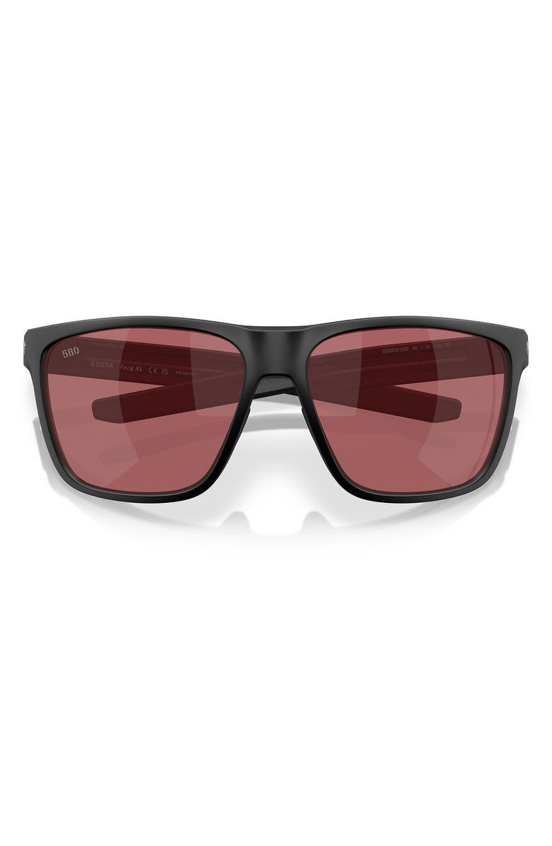 Costa Del Mar Ferg 62mm Polarized Pillow Sunglasses, Alternate, color, Matte Black / Rose 580G