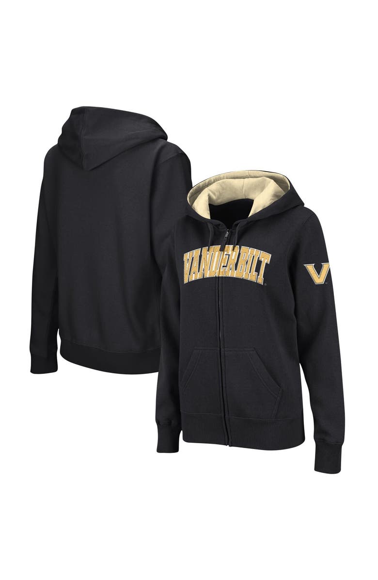 COLOSSEUM Women's Colosseum Black Vanderbilt Commodores Arched Name Full-Zip Hoodie, Main, color, Black