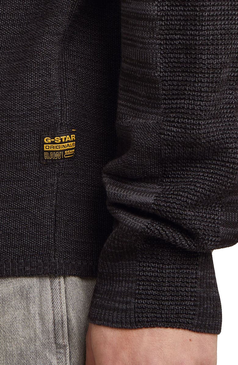 G-STAR 3D Biker Textureblock Crewneck Sweater, Alternate, color, Dark Black/ Asphalt