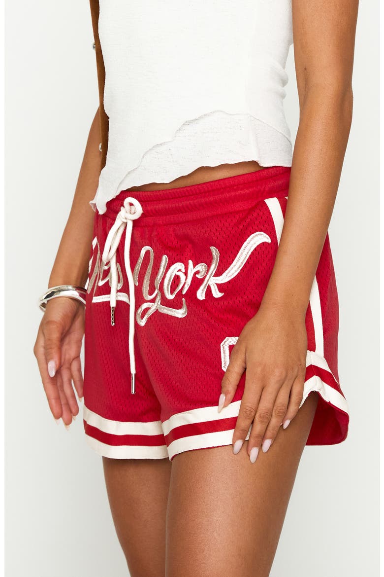 NY Trackstar Mesh Drawstring Shorts, Alternate, color, RED