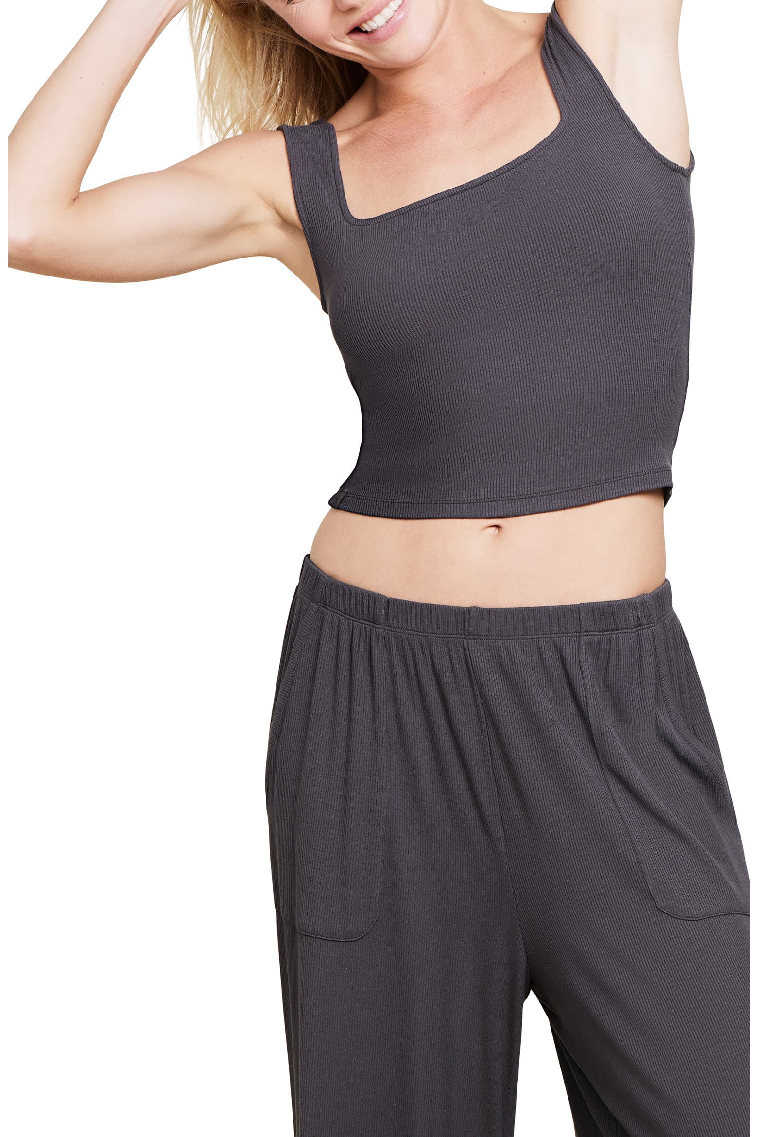 Small Rib Cuts Barefoot Dreams® Ultrasoft Rib Crop Tank (Women) | Nordstromrack