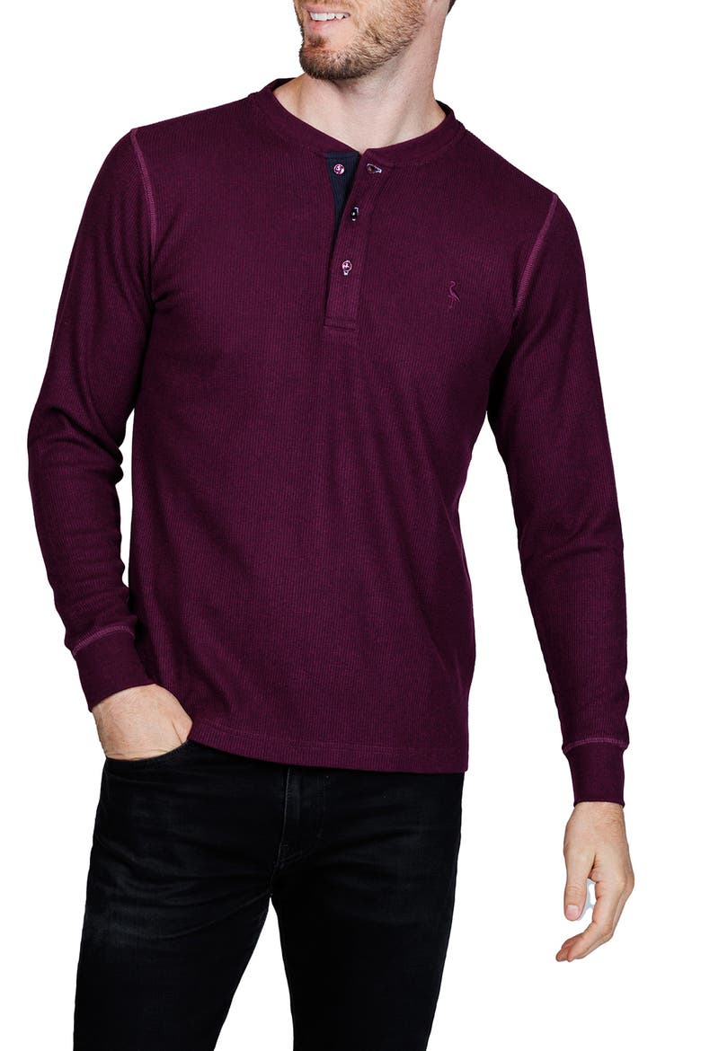 Cozy Waffle Knit Long Sleeve Henley, Alternate, color, BERRY HEATHER