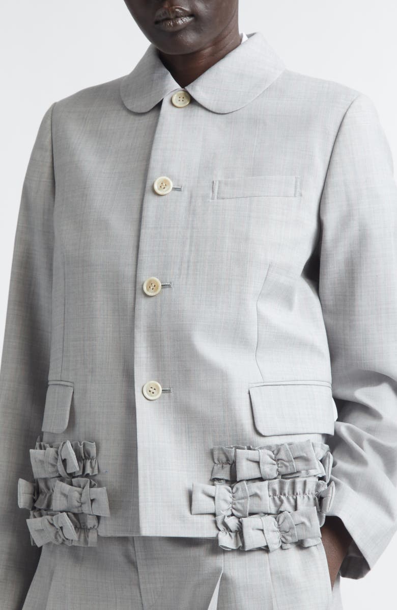 Comme des Garçons Girl Bow Detail Tropical Wool Jacket, Alternate, color, Grey/ Pink