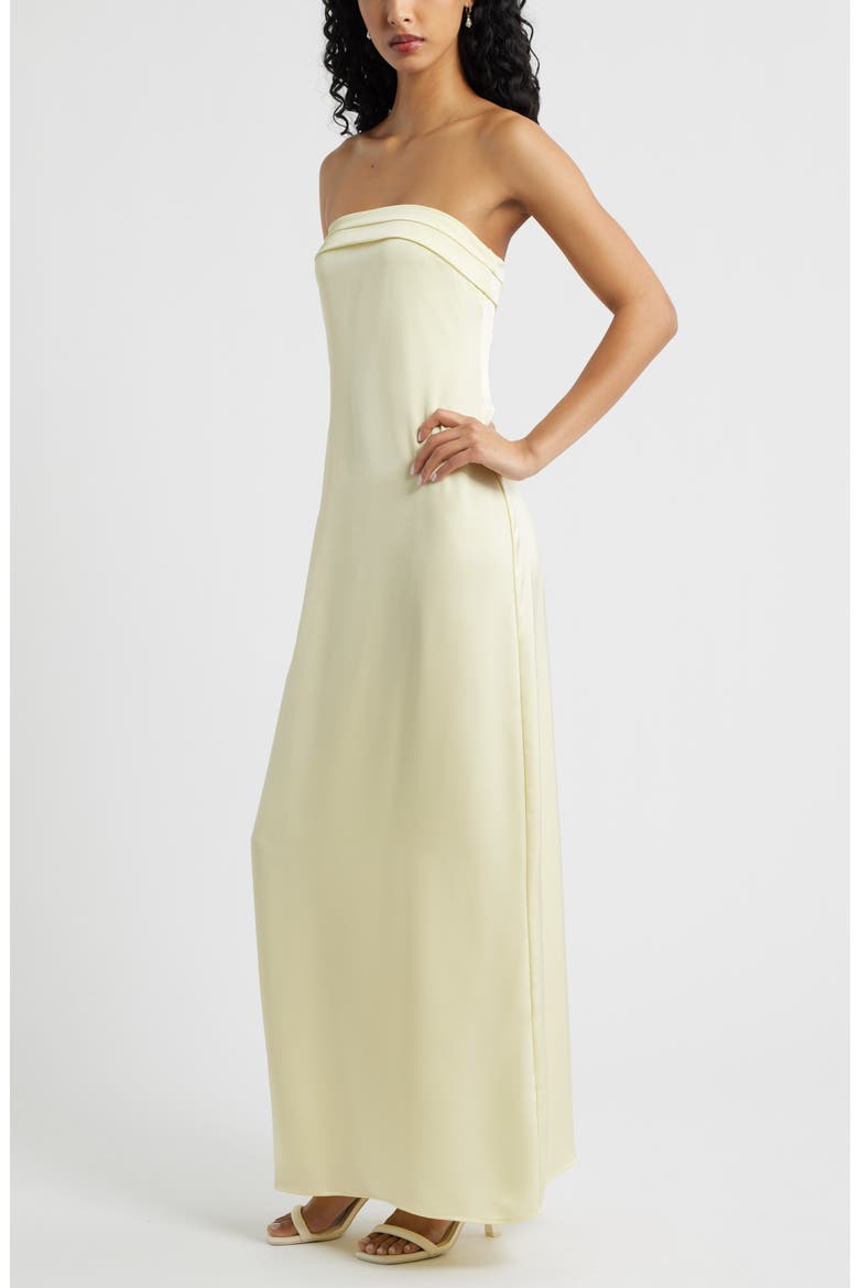 Strapless Satin Gown, Alternate, color, YELLOW FROST