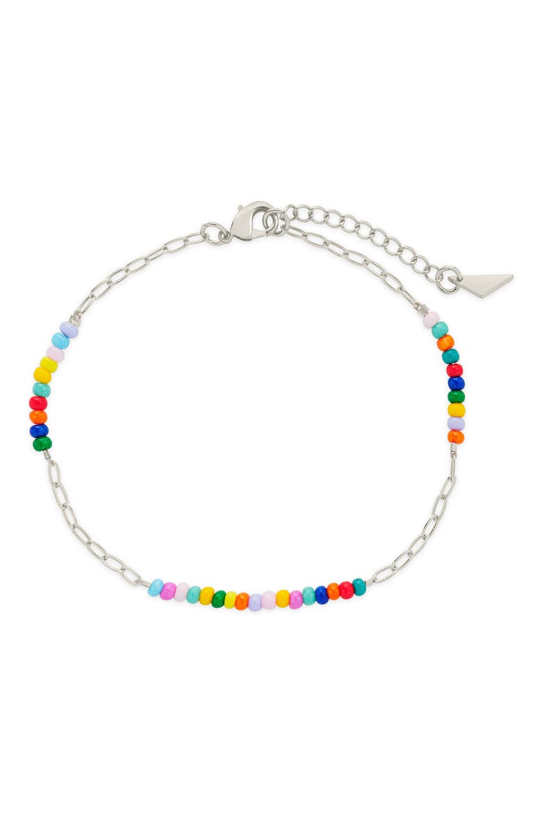 Iridiana Rainbow Beaded Bracelet, Main, color, SILVER