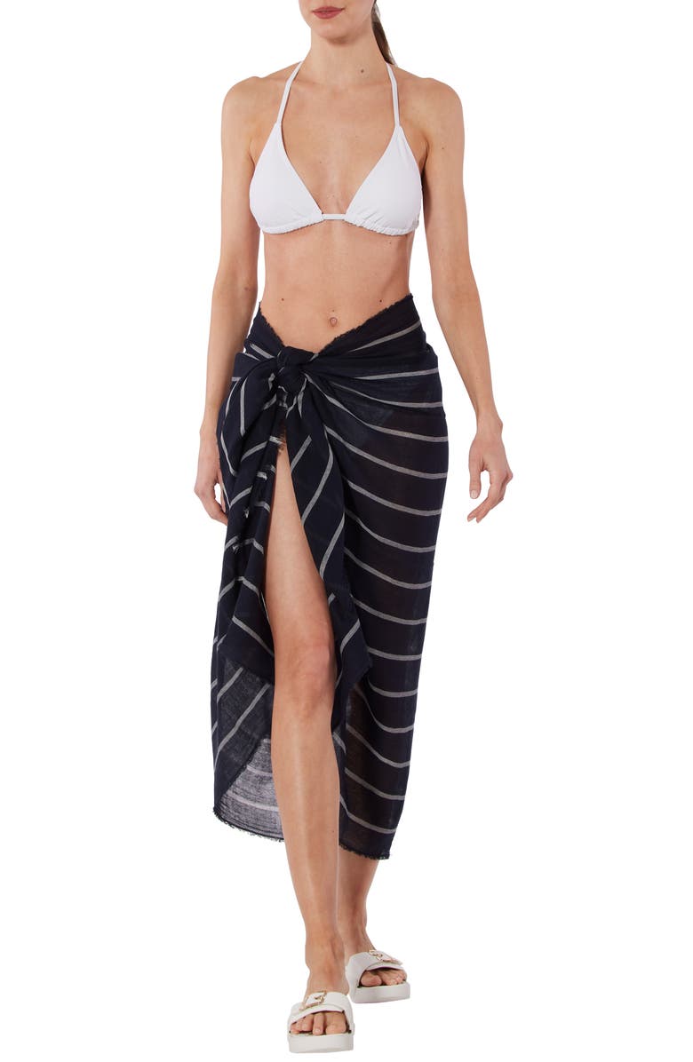 Vince Stripe Cotton Gauze Scarf, Alternate, color, 