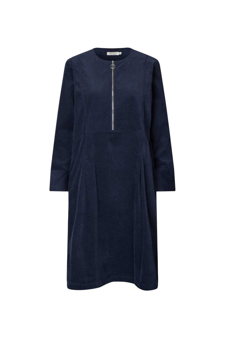 Long Sleeve Crew Neck Zip Midi Dress, Alternate, color, Navy Blazer