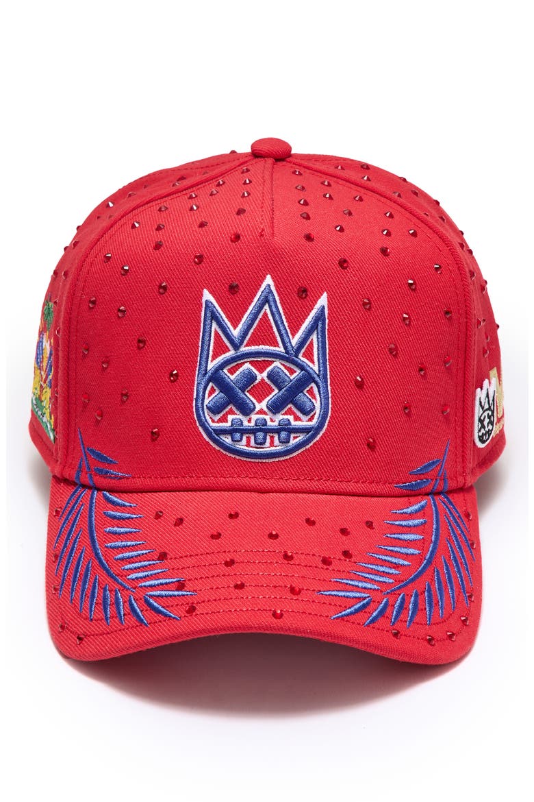 Studded Baseball Cap, Alternate, color, RED