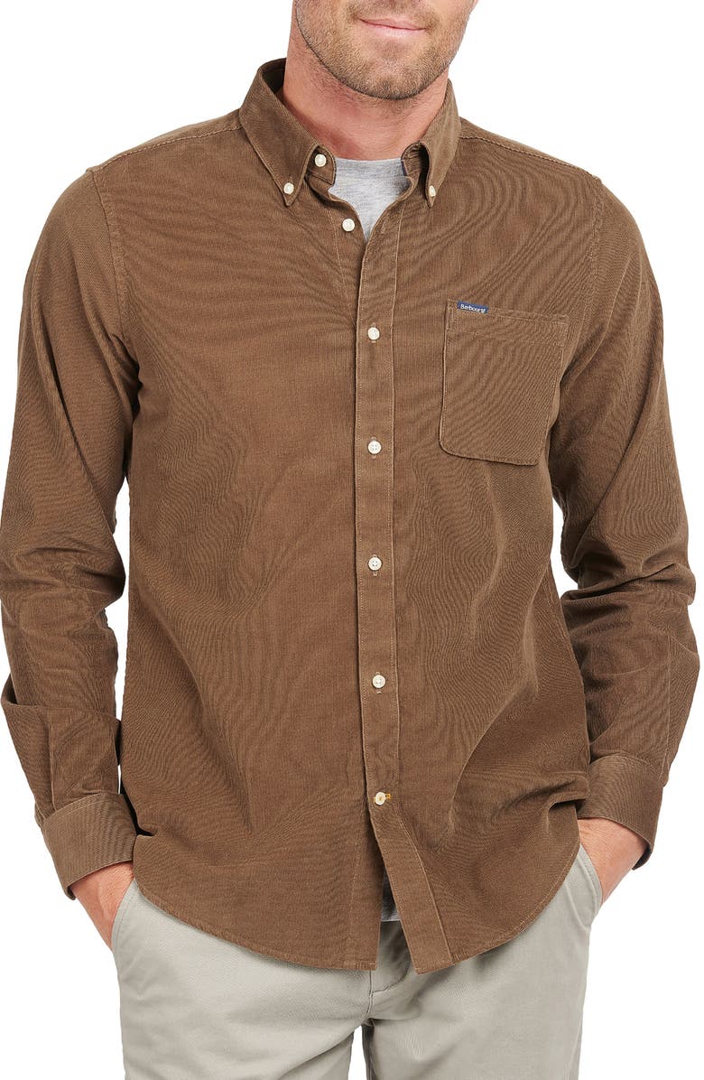 Barbour Ramsey Tailored Fit Corduroy Button-Down Shirt, Main, color, 