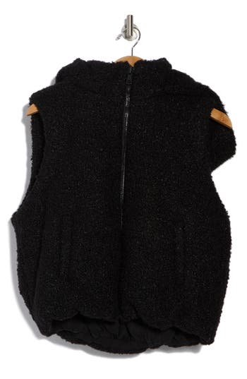 Alice And Olivia Alice + Olivia Robena Faux Shearling Puffer Vest With Removable Hood In Black