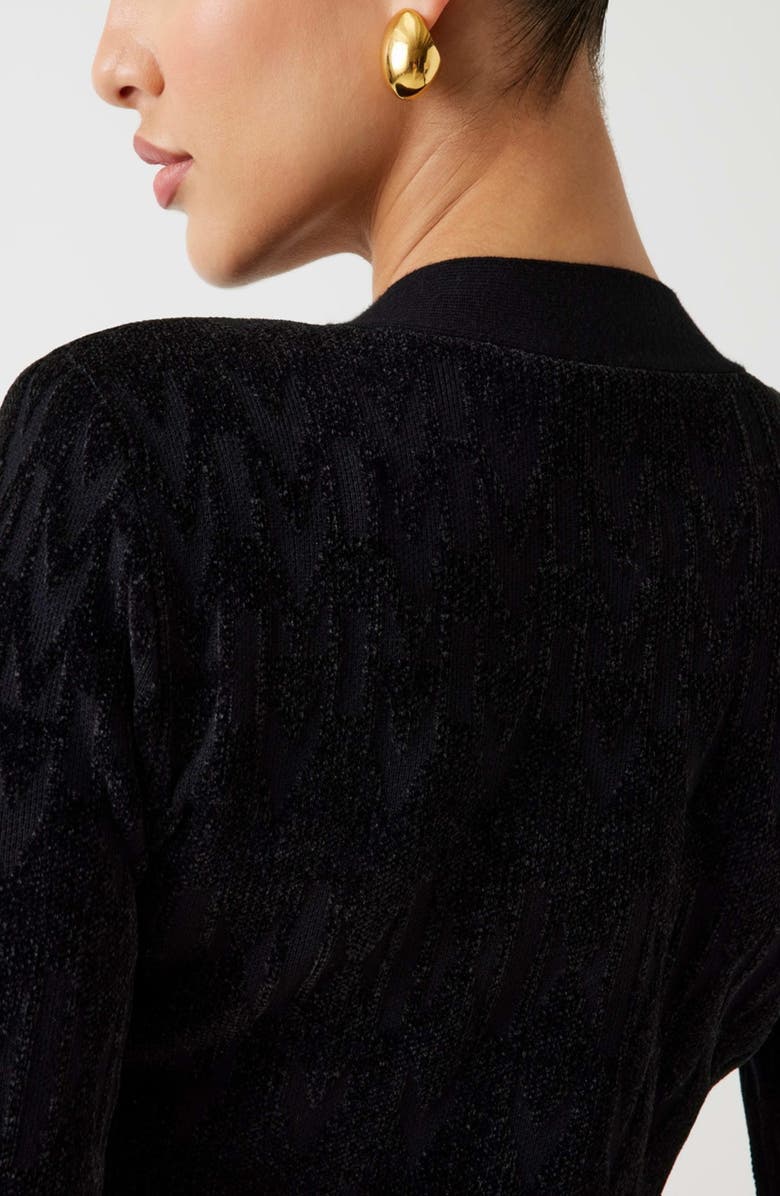 Marciano Adele Logo Jacquard Long Sleeve Chenille Sweater Dress, Alternate, color, Jblack-Black