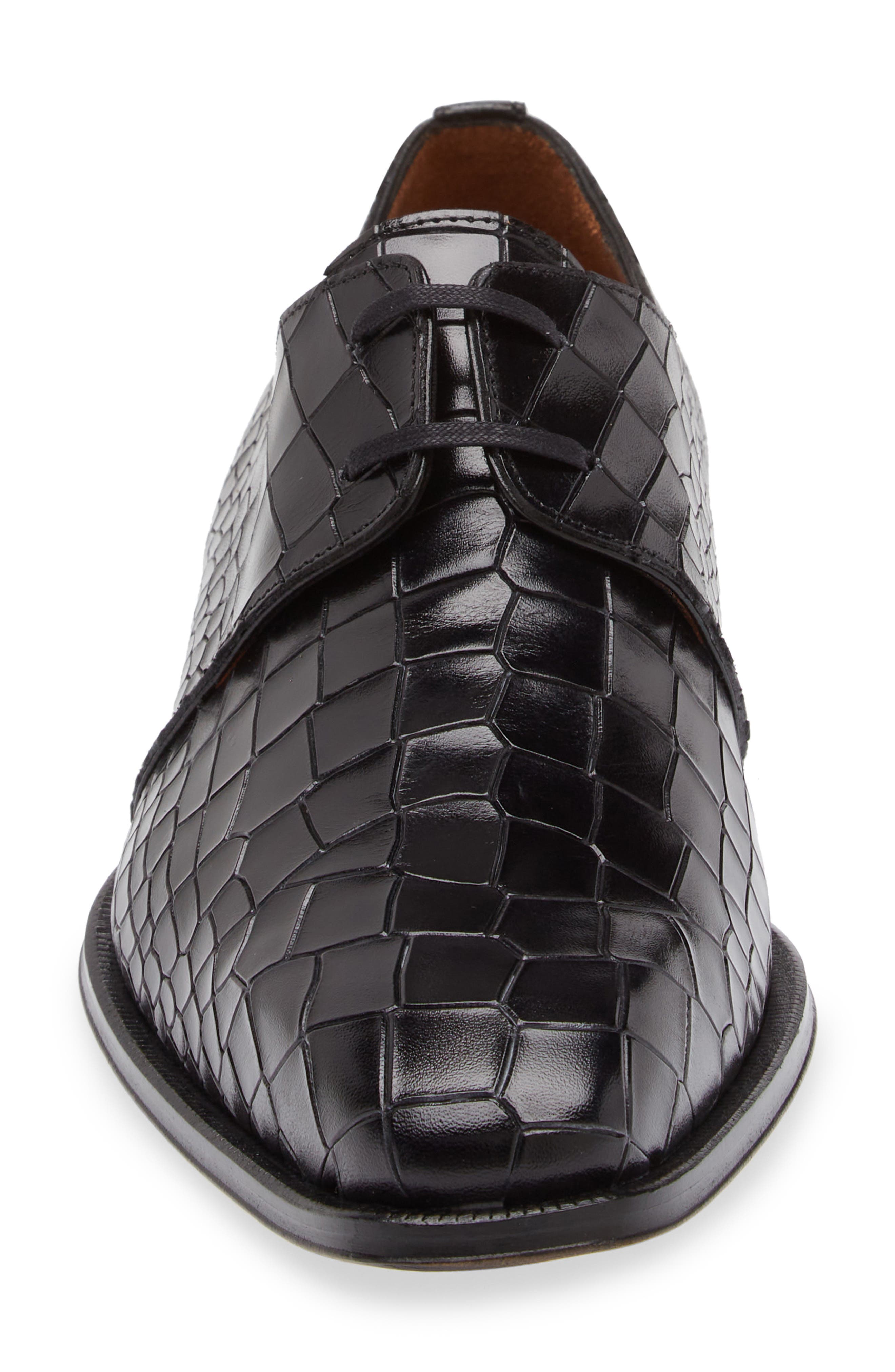 Mezlan Croc Embossed Derby, Alternate, color, Black