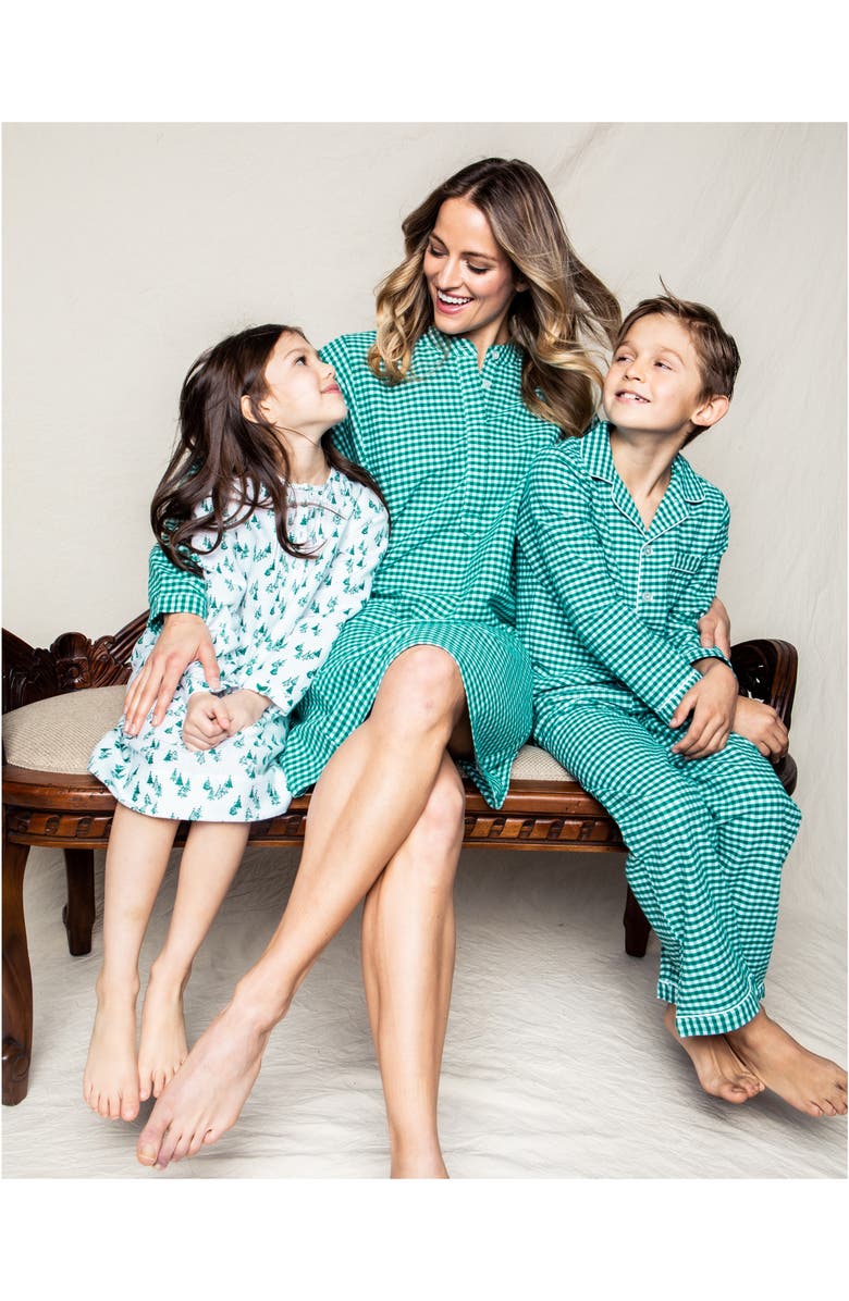 Petite Plume Kids' Gingham Check Flannel Two-Piece Pajamas, Alternate, color, 
