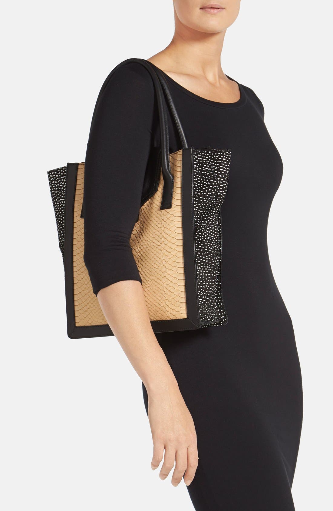 'Work' Tote, Alternate, color, NUDE/ BLACK