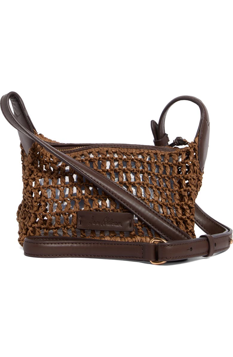 Sam Edelman Lizzie Raffia Crossbody Bag, Alternate, color, Dark Brown