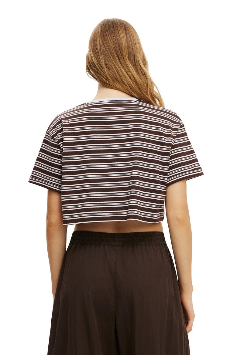Women's Active Cropped Graphic Active Tee, Alternate, color, French Roast Stripe