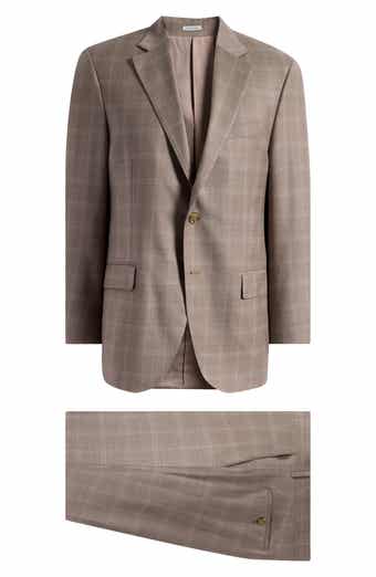 Flynn Classic Fit Brown Plaid Wool Suit