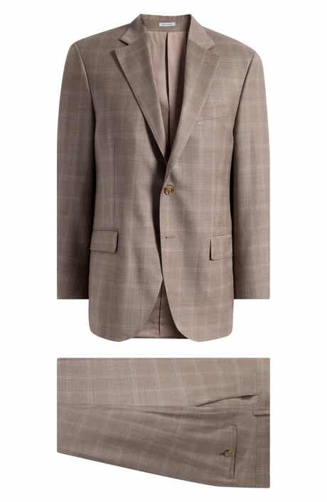 Flynn Classic Fit Brown Plaid Wool Suit