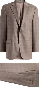 Peter Millar Flynn Classic Fit Brown Plaid Wool Suit